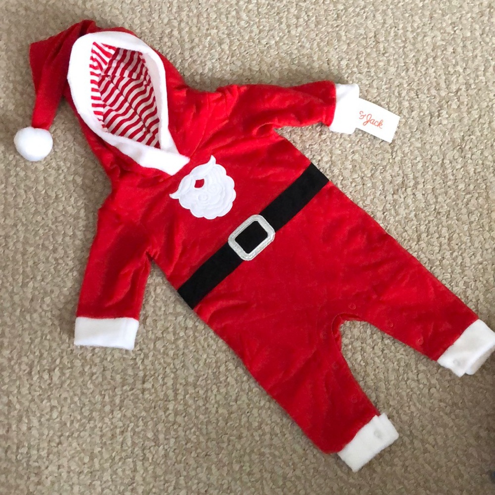 Xmas Santa French terry hooded onesie
